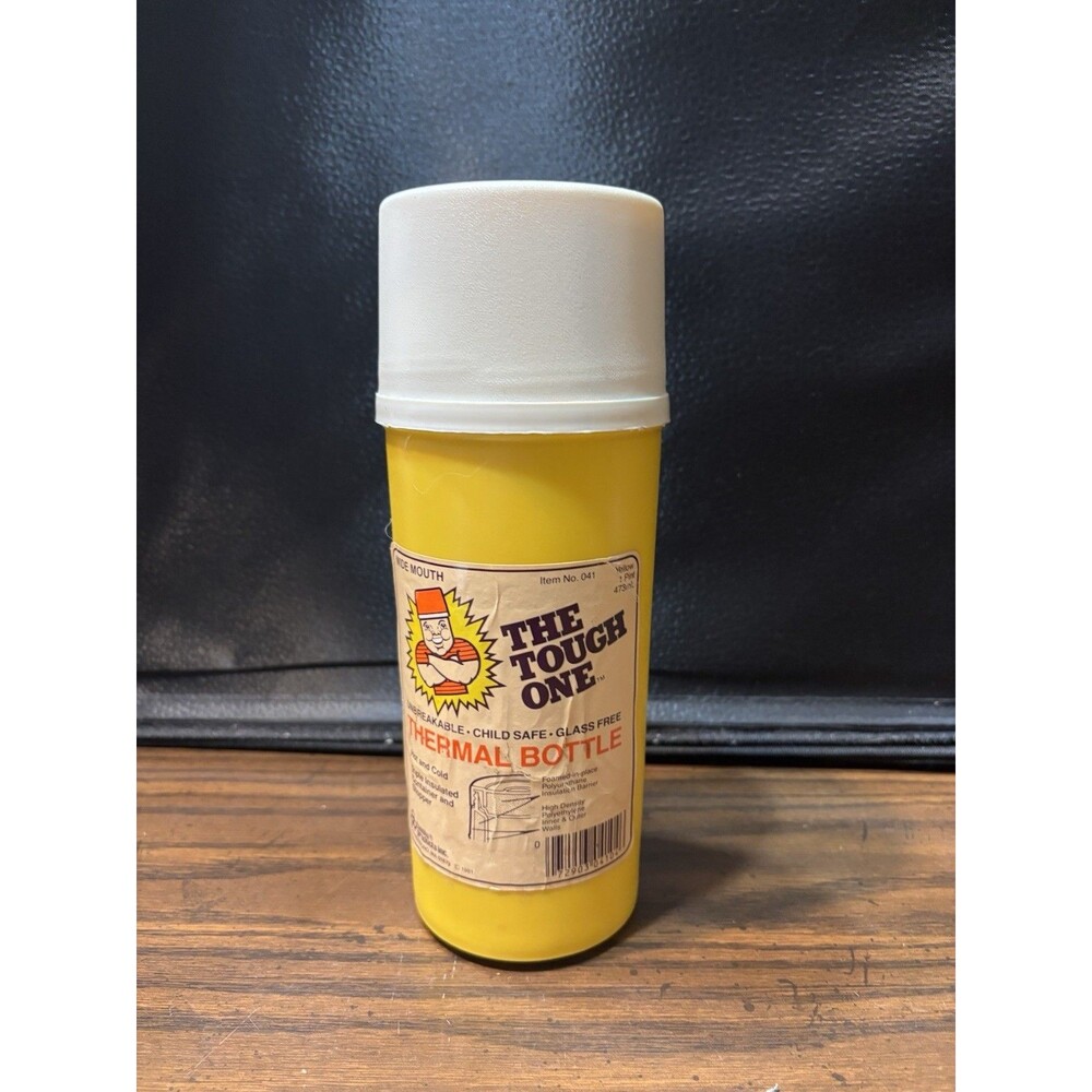 Vintage 1981 " The Tough One" Thermal Bottle- Yellow 1 Pint Widemouth Thermos